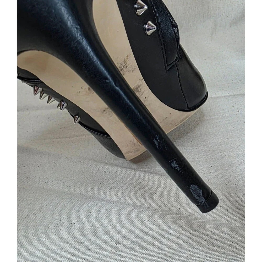Sam Edelman Wally Studded Leather Ankle Booties Black Pointed Toe Heels 7.5